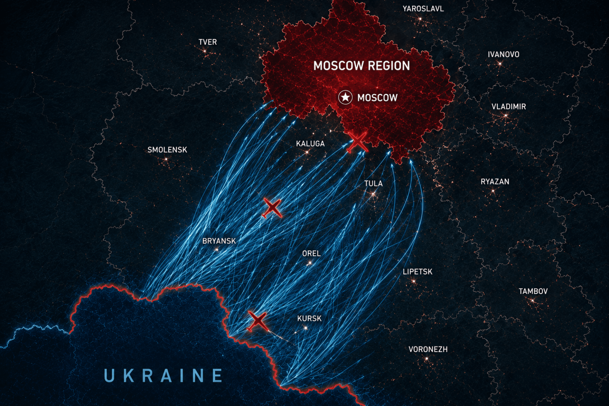 La Russie affirme que l'Ukraine a lancé près de 1 900 drones dans la région de Moscou en une seule semaine.